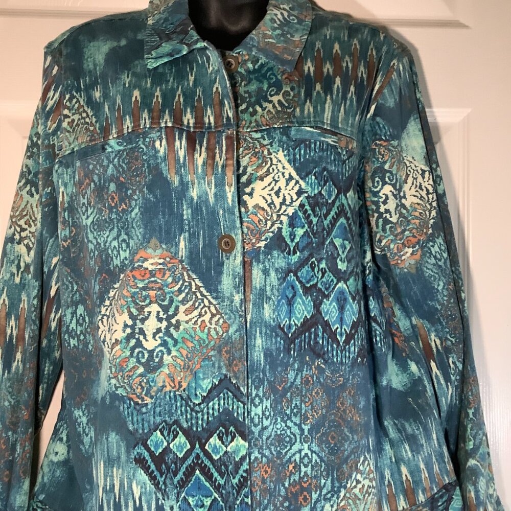 Coldwater Creek Blue Multicolored Short Jacket/Blazer - Picture 3 of 5